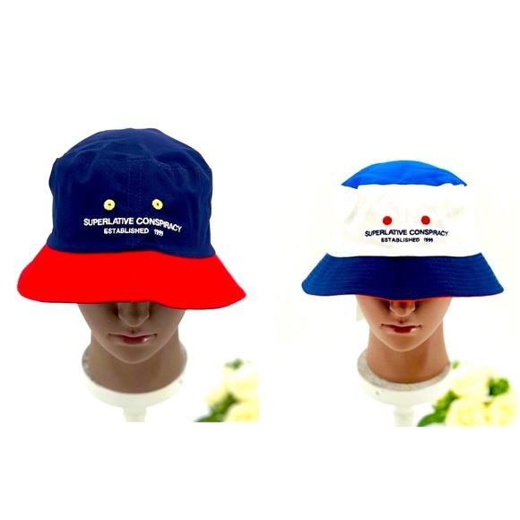 WeSC Unisex Reversible Bucket Hat Small-Med Navy Red White NEW - Picture 3 of 10